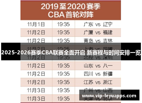 2025-2026赛季CBA联赛全面开启 新赛程与时间安排一览
