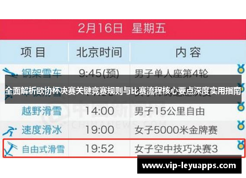 全面解析欧协杯决赛关键竞赛规则与比赛流程核心要点深度实用指南 全面解析欧协杯决赛关键竞赛规则与比赛流程核心要点深度实用指南